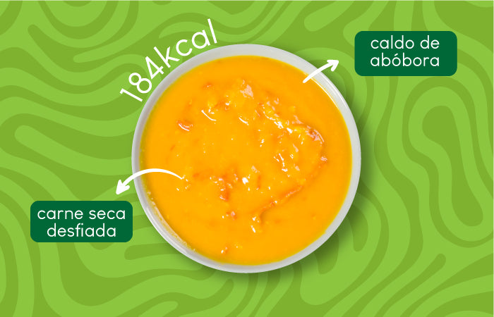 Ingredientes da refeição de Caldo de Abobora com Carne Seca