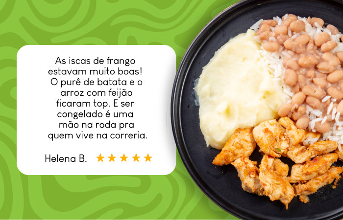 Avaliação da da Refeição de Iscas de Frango, Purê de Batata, Arroz e Feijão