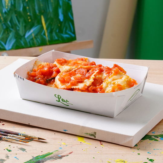 Ravioli de Muçarela de Búfala e Manjericão ao Molho Pomodoro