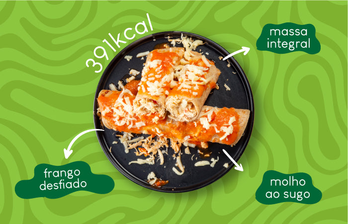 Ingredientes da Refeição de Panqueca de Frango Desfiado ao Sugo com Queijo