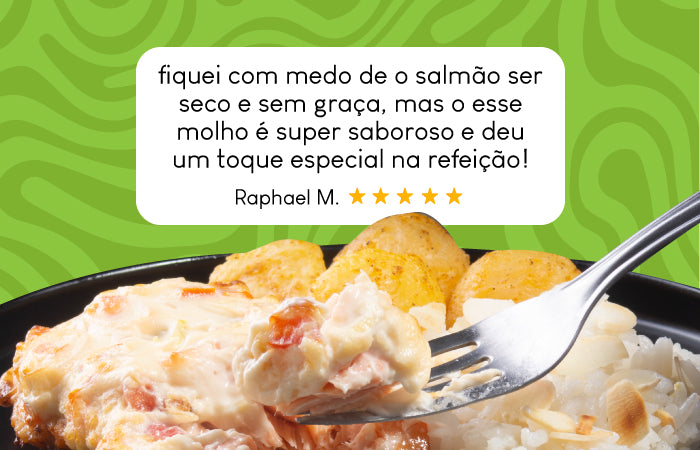 Salmão ao Molho Cremoso, Arroz com Amêndoas e Batata