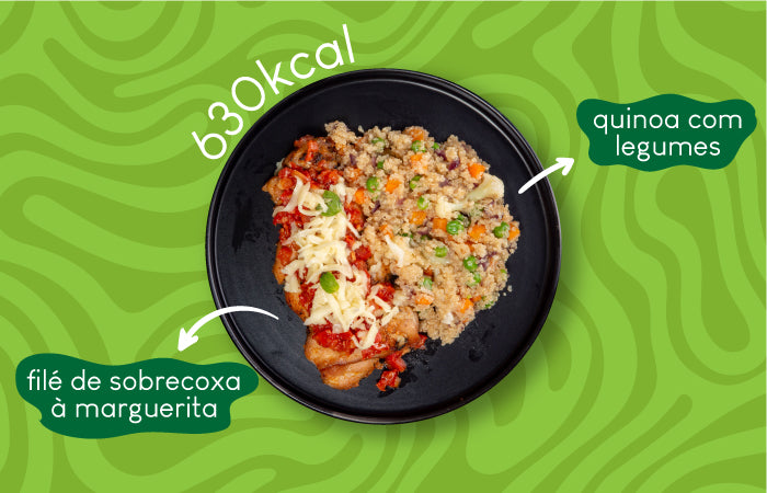 Ingredientes da Refeição de Filé de sobrecoxa à marguerita e quinoa com legumes