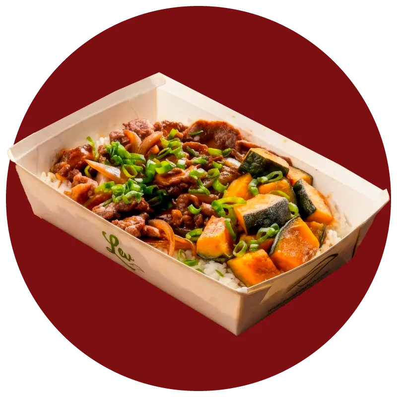 Gyudon, arroz japonês e abóbora kabocha — collection